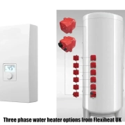 Three phase water heater options - instantaneous water heater or tankless water heaters and duplex stainless steel storage hot water systems from Flexiheat UK